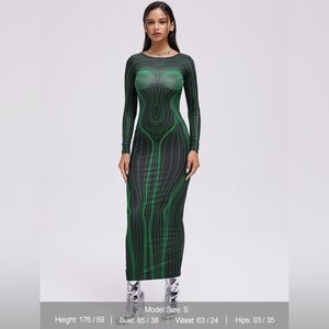 Y2K Green Body Print Dress